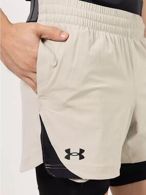 Under Armour Men’s Beige/Gray & Black Layered Athletic Shorts